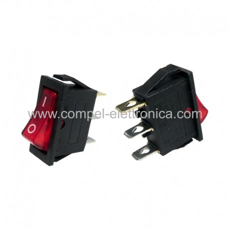 INTERRUTTORE BASCULA LUMINOSO 16A 250VAC 0/1 ROSSO