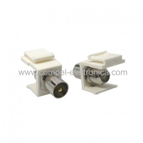 ADATTATORE DA SPINA COAX A PRESA F CON CUSTODIA IN PLASTICA PER INCASSO