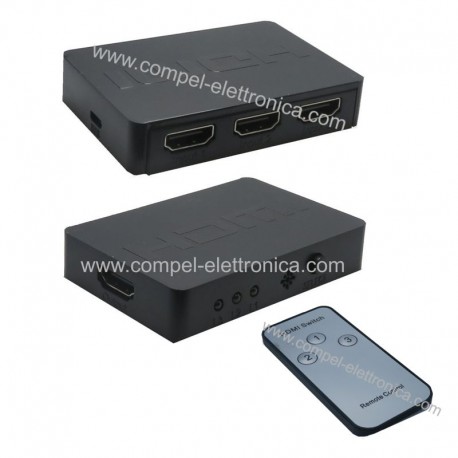 COMMUTATORE VIDEO SWITCH HDMI 3in-1out 4K ULTRA DH CON TELECOMANDO