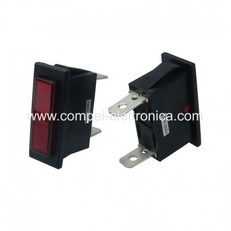 SEGNALATORE 230VAC NEON LUCE ROSSA DA PANNELLO 30x11 MM