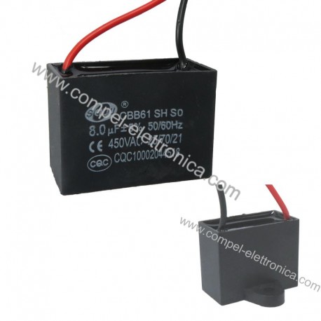 CONDENSATORI 8UF 450Vac IN BOX PER AVVIAMENTO MOTORI 2 FILI