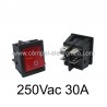 INTERRUTTORE BIPOLARE 250Vac 30A ROSSO LUMINOSO 26x21x20mm
