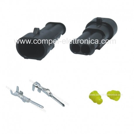 CONNETTORE SUPERSEAL 1.5 - 2 POLI MASCHIO IP67 PIN E GOMMINI INCLUSI