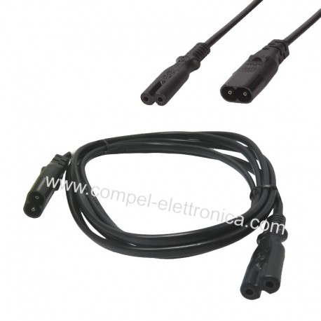 CAVO ADATTATORE DA SPINA TIPO C8 A PRESA TIPO C7 2mt Nero