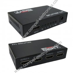 SPLITTER HDMI FULL HD 4K 3D 1 INGRESSO 4 USCITE ATTIVO CON ALIMENTATORE