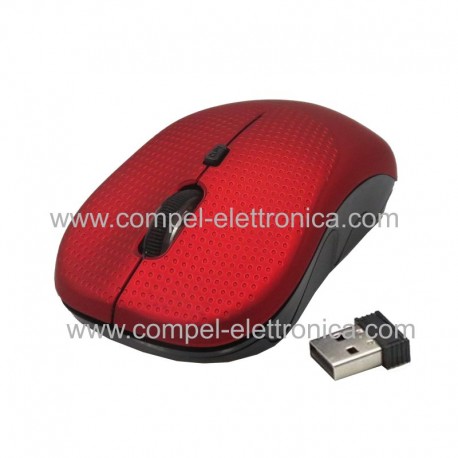 MOUSE WIRELESS 3T CON MICRO RICEVITORE USB MAX 1600 DPI WM106 ROSSO