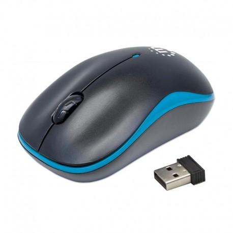 MOUSE OTTICO CON MICRO RICEVITORE USB WIRELESS 1000 DPI NERO/AZZURRO