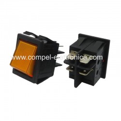 INTERRUTTORE BIPOLARE LUMINOSO 16A 250Vac ON-OFF GIALLO