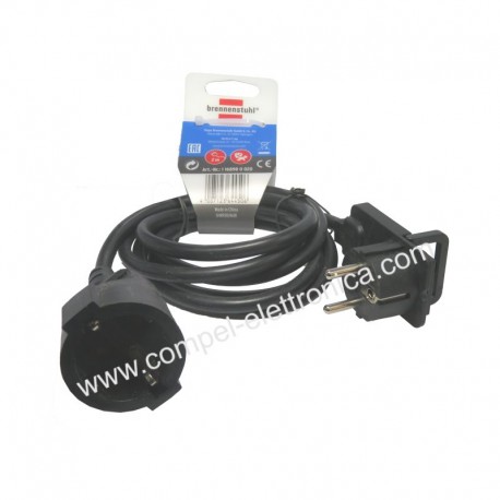 CAVO PROLUNGA ALIMENTAZIONE 220V 16A SPINA 90°/ PRESA SCHUKO 2MT NERA