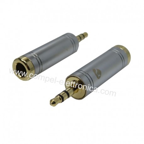 ADATTATORE SPINA 3,5 STEREO A PRESA 6,3 STEREO PLACCATO ORO 24 k