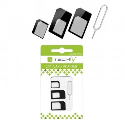 ADATTATORE SCHEDA SIM KIT 4IN1 nano-SIM, Micro-SIM e SIM Nero