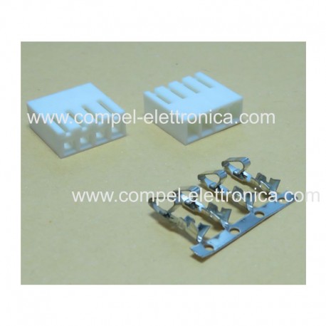 CONNETTORE FEMMINA FILA SINGOLA 4 POLI PASSO 3,96MM COMPRESO PIN