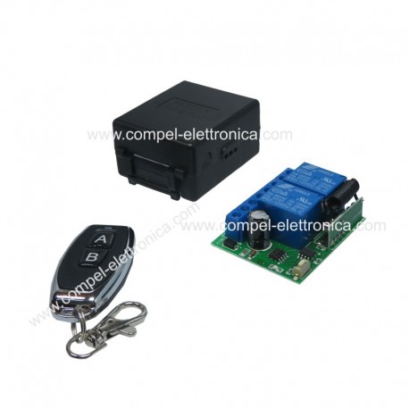 RICEVITORE UNIVERSALE 2 CANALI 433 MHz CON TELECOMANDO 12V 5A
