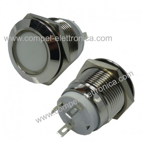 SEGNALATORE 24VDC LED ROSSO BLU D. 22mm. CROMATO IP65