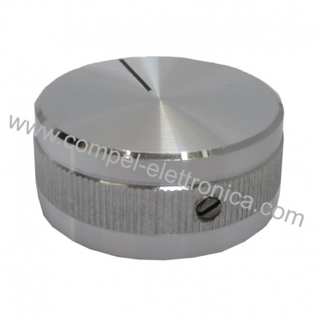 MANOPOLA CON INDICE ZIGRINATO D. 27,5mm h. 12mm SILVER