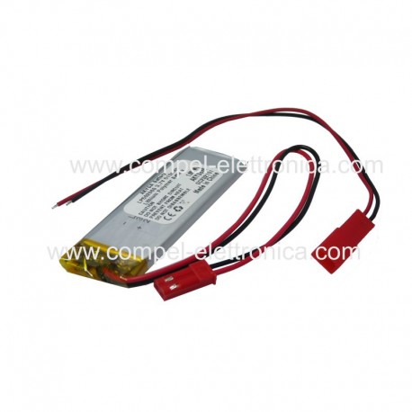 BATTERIA 3,7V 510mAh Li-PO 5x20x60H mm CON CONNETTORE M/F 2 FILI