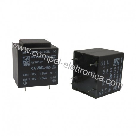 TRASFORMATORI 3W 2x12V 230VAC INCAPSULATI DOPPI SECONDARIO Ta70/F