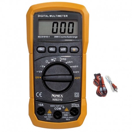 MULTIMETRO DIGITALE 3 1/2 DIGIT AUTO RANGE CAT III 600V NI- 9210 NIMEX