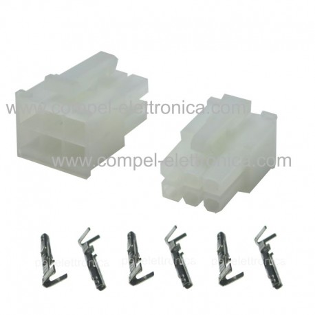 BLOCCHETTO FEMMINA 6 POLI MOLEX CON 6 PIN