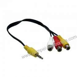 CAVO Jack SPINA 3,5 STEREOFONICO / VIDEO 4 POLI / 3 PRESA RCA 20 CM