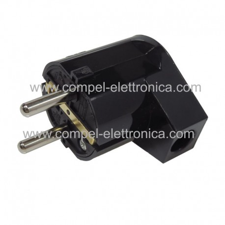 SPINA RETE SCHUKO AD ANGOLO/90° 16A 250VAC NERA
