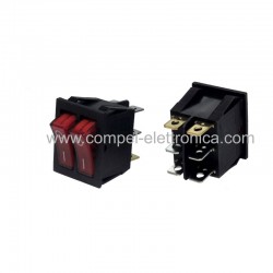 INTERRUTTORE DOPPIO UNIPOLARE LUMINOSO ROSSO 16A 250V 6 FASTON