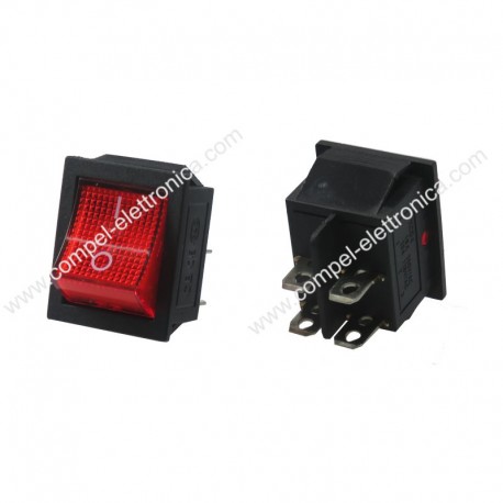 INTERRUTTORE BIPOLARE ON-OFF/ DPST LUMINOSO ROSSO 16A 250Vac