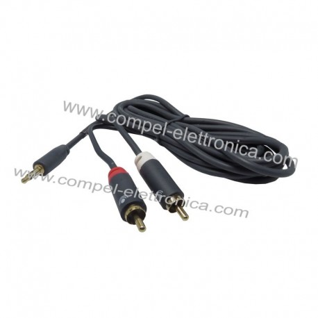 CAVO Jack SPINA 3,5 STEREO / 2 SPINE RCA M/M 10 MT PROFESSIONALE
