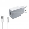 CARICABATTERIE DA RETE AC 110V/240V USCITA USB 5V 2,4A BIANCO CAVO USB/C