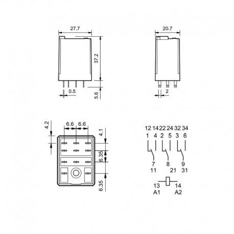 RELÈ 55.33.8.230.001 230Vac 20A 3PDT