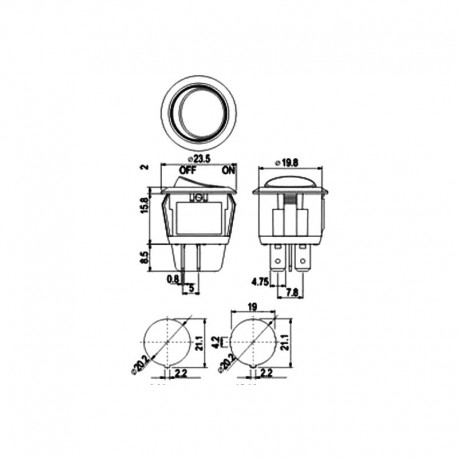 INTERRUTTORE BILANCERE BIPOLARE TONDO 10A-250V DPST OFF-ON NERO