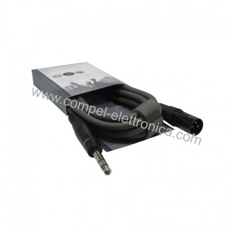 CAVO CANNON XRL MASCHIO/JACK MASCHIO STEREO PROFESSIONALE FLESSIBILE 3MT