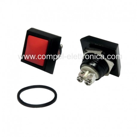 PULSANTE ANTIVANDALICO QUADRATO 2A 36VDC OFF-(ON) FORO 12MM IP65 ROSSO
