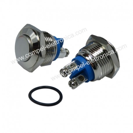 PULSANTE ANTIVANDALICO 2A 36Vdc N.O. IP65 4N FORO D.16mm ARGENTO