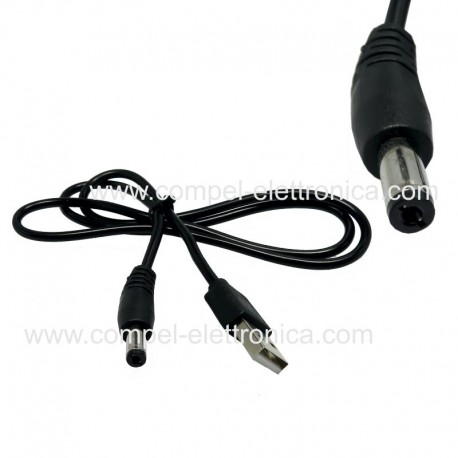 CAVO ALIMENTAZIONE da USB a SPINA DC 5,5/2,1 LUNGHEZZA 0,8MT
