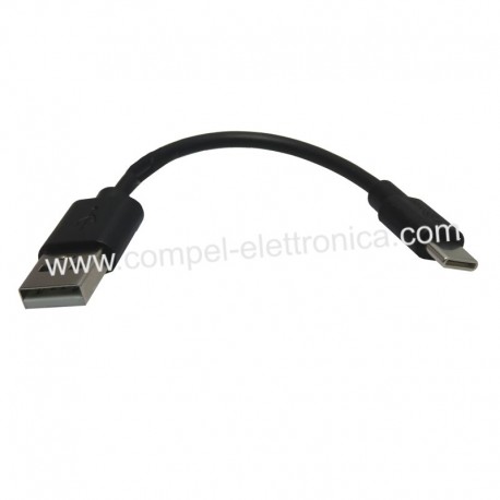 CAVO USB C / USB A 2.0 MASCHIO-MASCHIO ricarica e dati max.3A 0,1MT NERO