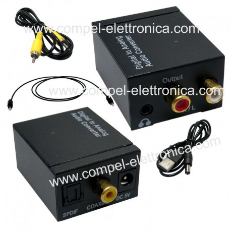 CONVERTITORE AUDIO DIGITALE OTTICO AD AUDIO ANALOGICO STEREO CUFFIE AMPL