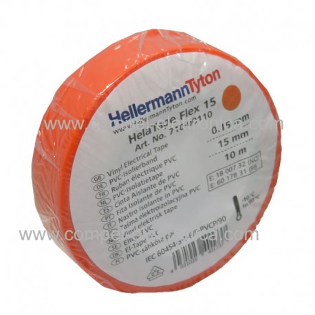 NASTRO ELETTROISOLANTE 15MM X 10MT SPESS.150µM ARANCIO