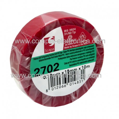 NASTRO ELETTROISOLANTE 15MM X 10MT SPESS.130µM ROSSO